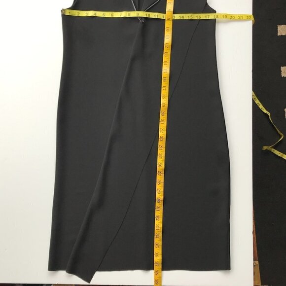 VINCE LBD black dress, sleeveless, front zip asymmetrical drape, cut seam EUC, 6 - Picture 13 of 16